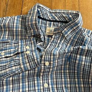 Johnnie-o hangin out‎ blue white plaid button down shirt large long sleeve